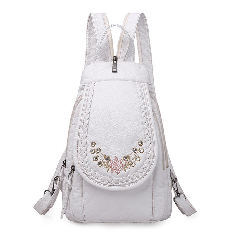 Wholesale PU Embroidery Flower Multifunctional Chest Bag Backpack
